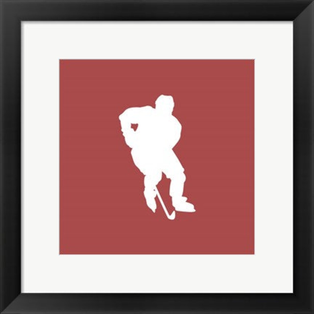 Framed Art Hockey Player Silhouette - Part I by Sports Mania Wall Decor 18x24 Artwork